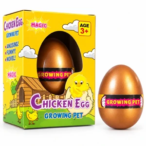 Magic Chicken Growing Pet Egg Water Hatching Toy with Cracking Shell and Expandable Fish for Kids 10 cm Box 6 cm Egg